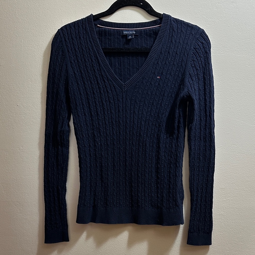 Tommy Hilfiger Women's Deep Blue V-Neck Sweater